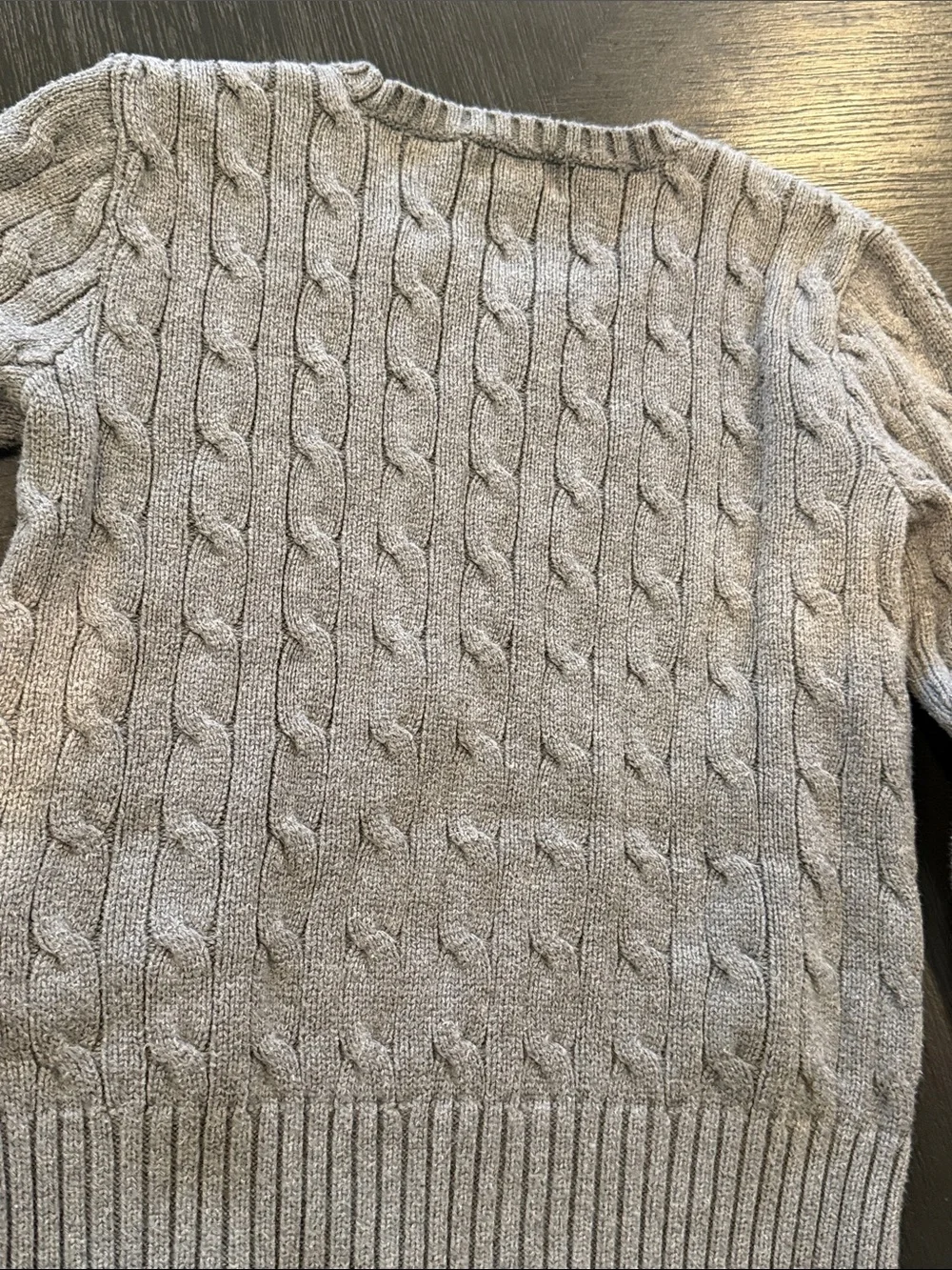 Youth Polo by Ralph Lauren Light Gray Cable-Knit Crewneck Sweater